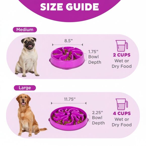 NWT Outward Hound Slo Bowl Purple LARGE Slow Feeder Anti Bloat Dog Bowl - Picture 7 of 9